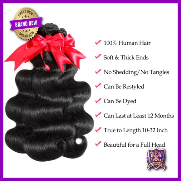 12A Body Wave Human Hair Bundles 16 18 20 Inch Virgin Brazilian Weave